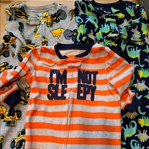 Set of 3 Carter's Kids One Pieces Footies - Orange, Gray, Blue